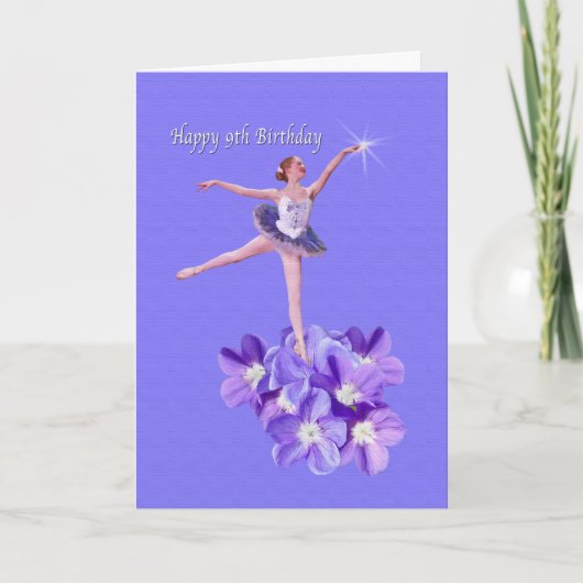 Geburtstag, 9. Geburtstag, Ballerina und Violets Karte (Vorderseite)
