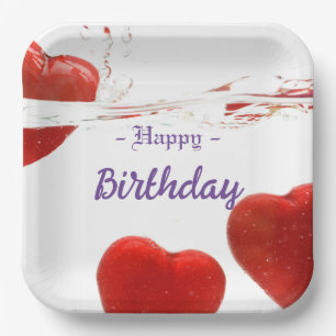 Geburtstag, 9" quadratische Papierplatte Pappteller