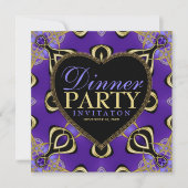 Geburtstag Abendessen Party Lila Gold Einladungen (Vorderseite)