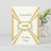 Geburtstag Abendessen Party weiß und gelb Einladung (Stehend Vorderseite)