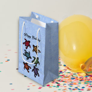 Geburtstag Abstrakte Schwarze Schildkröten Farbige Kleine Geschenktüte