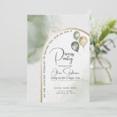 Geburtstag | Abstrakter Marmor aus abgeschrägter F Einladung (Stehend Vorderseite)