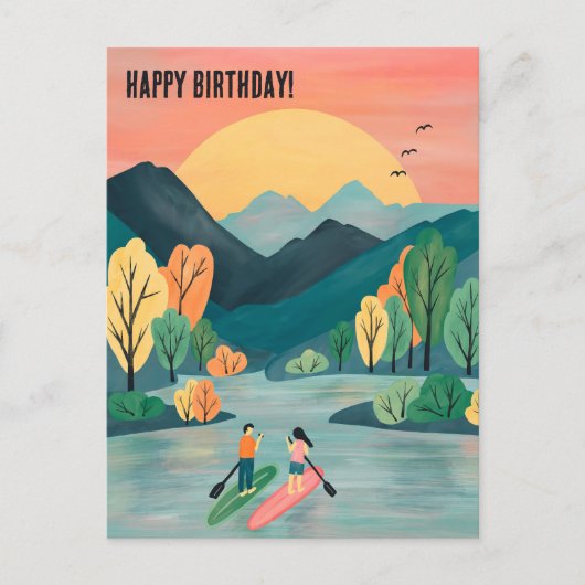 Geburtstag Adventures Paddleboarding SUP Paddleboa Postkarte (Vorderseite)