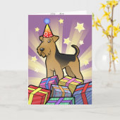 Geburtstag Airedale Terrier/Waliser Terrier Karte (Gelbe Blume)