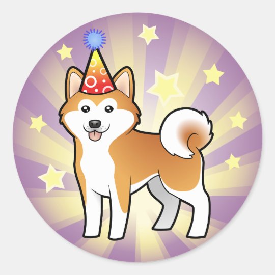 geburtstag akita inu shiba inu runder aufkleber zazzle de
