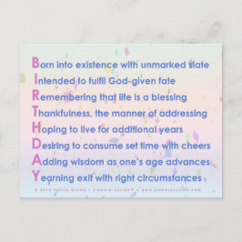 Geburtstag (akrostisch) postkarte