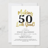 Geburtstag Alter sehen gut aus Gold Schwarz Einladung (Vorderseite)