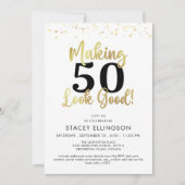 Geburtstag Alter sehen gut aus Gold Schwarz Einladung (Vorderseite)