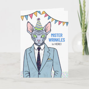 Geburtstag Ältere Sphynx Katze Mister Falten Karte