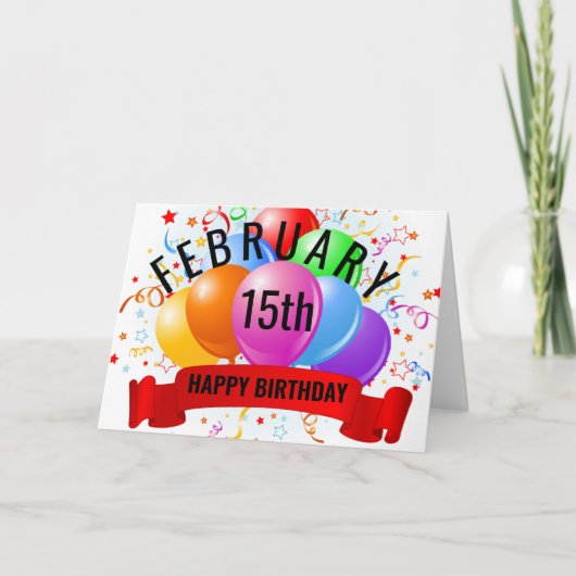 Geburtstag am 15. Februar Karte (Vorderseite)