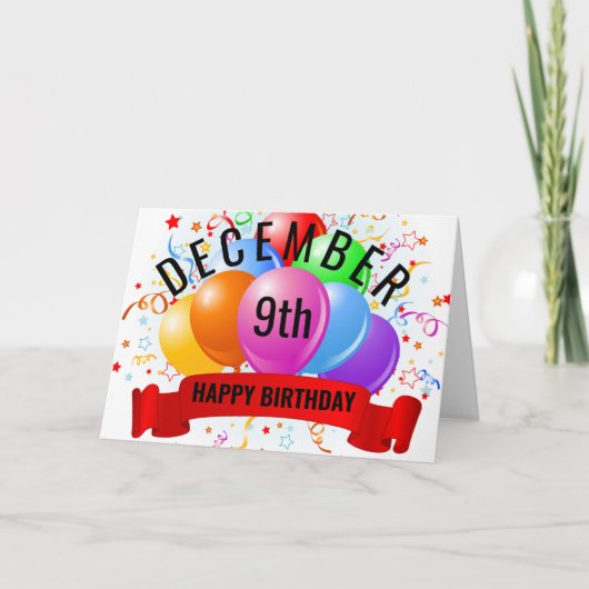 Geburtstag am 9. Dezember Karte (Vorderseite)