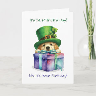 Geburtstag am St. Patrick's Day Niedlicher Hund mi Karte
