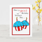 Geburtstag am Veteranentag süße Cupcakes Karte (Gelbe Blume)