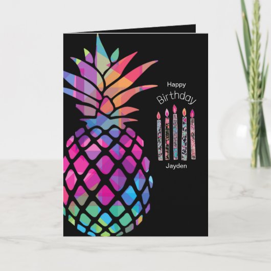 Geburtstag Ananas Gruß Karte (Vorderseite)