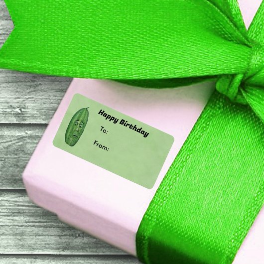 Geburtstag Anthropomorphe grüne Pickle mit Gesicht Adressaufkleber