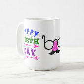 Geburtstag April Fool's Day Mustache Brille 15 OZ Kaffeetasse (Vorderseite Links)