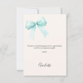 Geburtstag aquamarine grüne Schleife Dankeskarte (Rückseite)