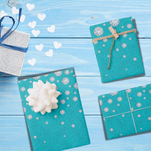 Geburtstag aquamariner Glitzer grüne Diamanten lux Geschenkpapier Set