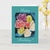Geburtstag - aquamarines Blau Karte (Gelbe Blume)