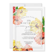 Geburtstag | Aquarell Gelb und Rot Gerbera Daisy