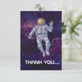 Geburtstag. Astronaut im Weltraum mit Sternen & Ga Einladung (Stehend Vorderseite)