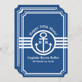 Geburtstag auf einem Boot - Nautical Theme Custom Einladung (Vorne/Hinten)