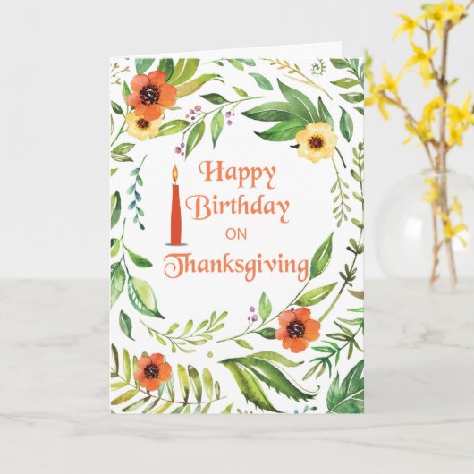 Geburtstag auf Erntedank Wreath Karte (Gelbe Blume)