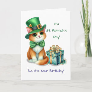 Geburtstag auf St Patrick's Day Niedliche Katze mi Karte