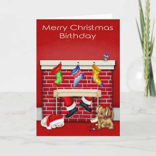 Geburtstag auf Weihnachtsgrußkarte Feiertagskarte (Vorderseite)