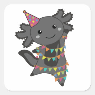 Geburtstag Axolotl Garland Square Sticker