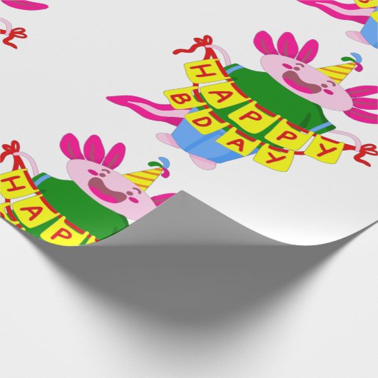 Geburtstag Axolotl Geschenkpapier (Ecke)