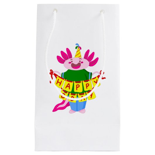Geburtstag Axolotl Kleine Geschenktüte (Vorderseite)