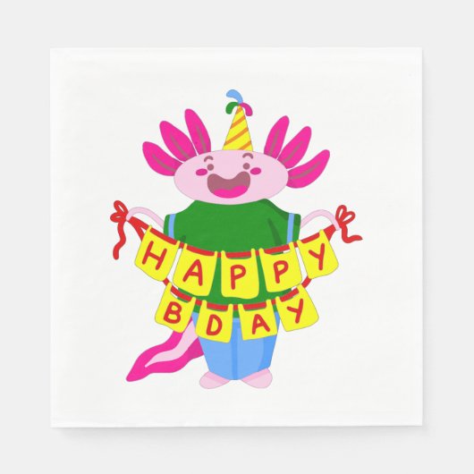 Geburtstag Axolotl Serviette (Vorderseite)