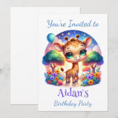 Geburtstag Baby Giraffe Fantasy Safari Einladung (Vorne/Hinten)
