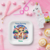 Geburtstag Baby Giraffe Fantasy Safari Pappteller (Party)