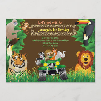 Geburtstag Baby, Safari Geburtstag, Dschungeltiere Einladung