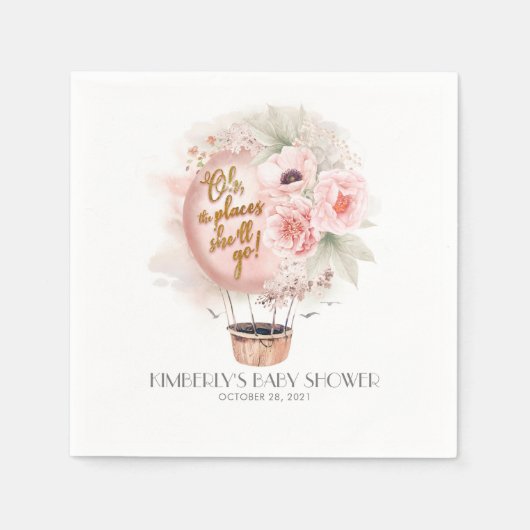 Geburtstag / Babydusche / Heißluftballon Serviette (Vorderseite)