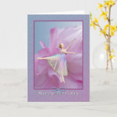 Geburtstag, Ballerina auf Rosa und Blau Karte (Gelbe Blume)