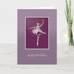 Geburtstag, Ballerina in Lila und weiß Karte