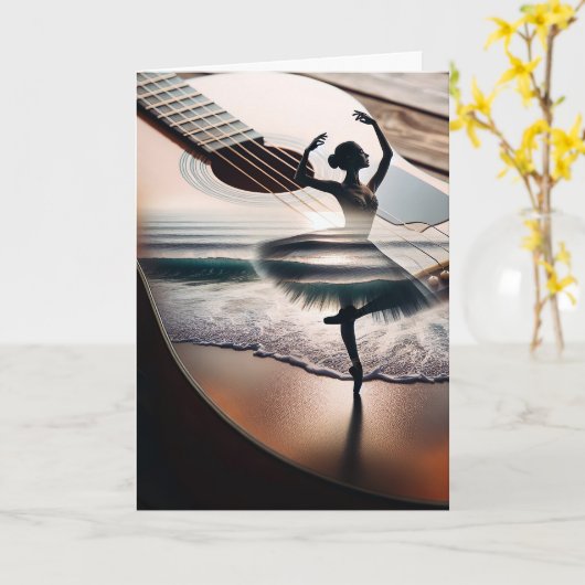 Geburtstag Ballerina Tänzer in Gitarre Karte (Gelbe Blume)
