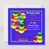 Geburtstag, Ballons auf blau (INSERT AGE)Einladung Einladung (Rückseite)