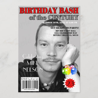 Geburtstag Bash Red Gray Magazine decken jedes Alt Einladung