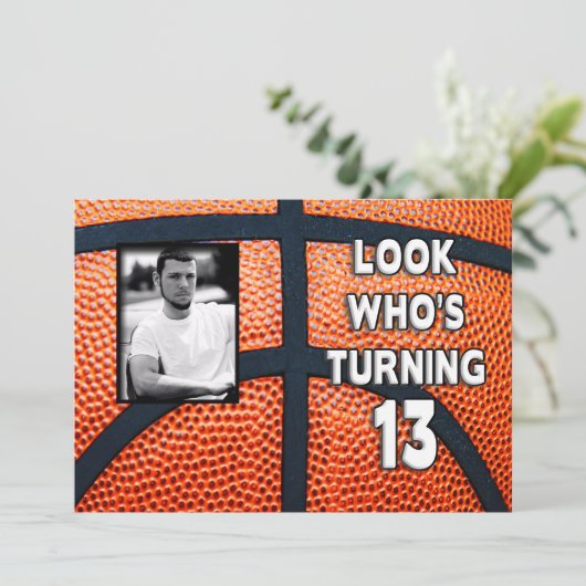 GEBURTSTAG - BASKETBALL - 13. EINLADUNG/FOTO EINLADUNG (Stehend Vorderseite)