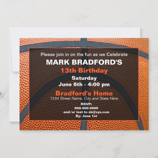 GEBURTSTAG - BASKETBALL - 13. EINLADUNG/FOTO EINLADUNG (Rückseite)