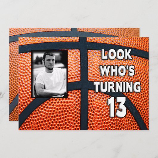 GEBURTSTAG - BASKETBALL - 13. EINLADUNG/FOTO EINLADUNG (Vorne/Hinten)