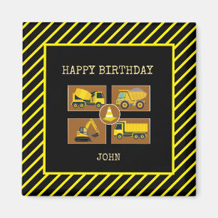 Geburtstag Bau Personal Name Junge LKW Magnet
