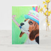 Geburtstag Beagle Karte (Gelbe Blume)