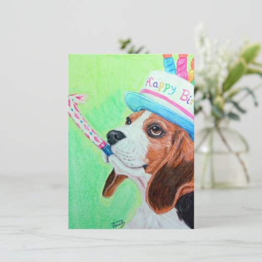Geburtstag Beagle Karte (Stehend Vorderseite)