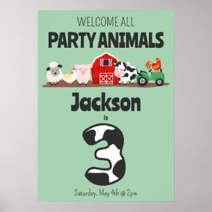 Geburtstag Begrüßung Party Tiere Farm Poster