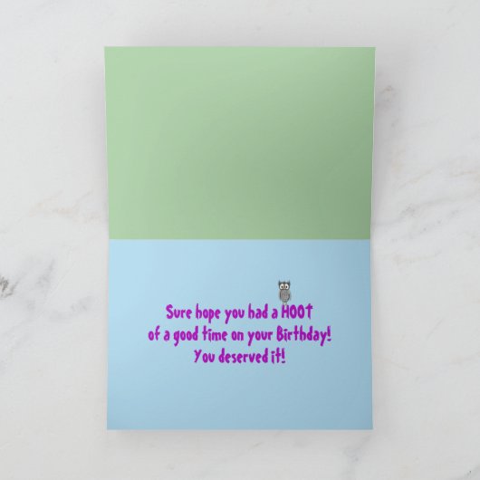 Geburtstag, Belated, Große Schüssel, Sonnenbrille, Karte (Innenseite)